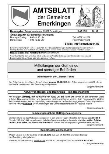 AMTSBLATT - Gemeinde Emerkingen