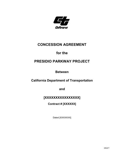 CONCESSION AGREEMENT for the PRESIDIO PARKWAY PROJECT