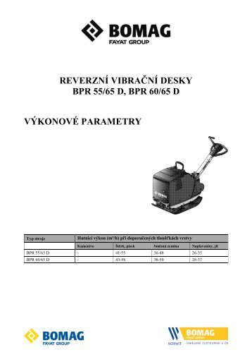 reverznÃ­ vibraÄnÃ­ desky bpr 55/65 d, bpr 60/65 d vÃ½konovÃ© ... - NorWit