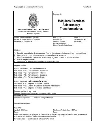 Maquinas Electricas Asin y Transf. - Facultad de Ciencias Exactas ...