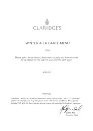 Ã La Carte menu - Claridge's