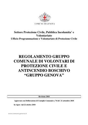 regolamento gruppo comunale di volontari di protezione civile e