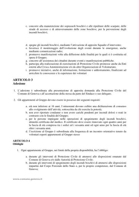 regolamento gruppo comunale di volontari di protezione civile e