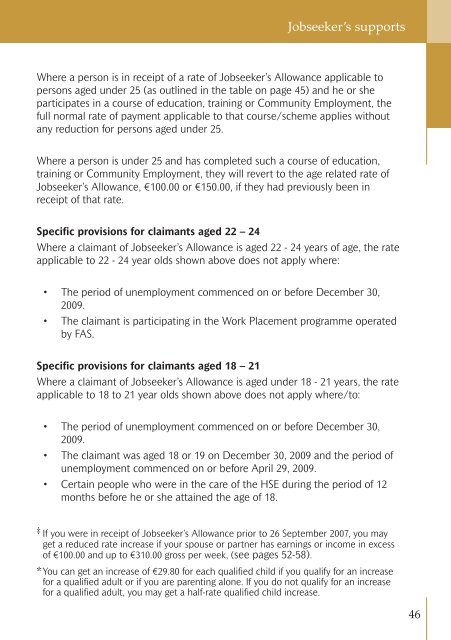 Rates of Payment 2010 - Welfare.ie