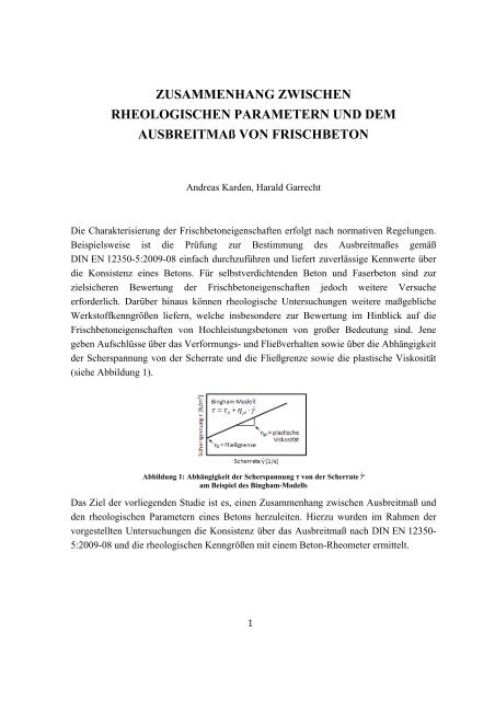 ZUSAMMENHANG ZWISCHEN RHEOLOGISCHEN PARAMETERN ...