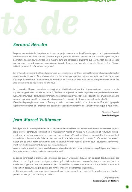 Le Livre Blanc pour l'environnement - Eco-Parlement des jeunes