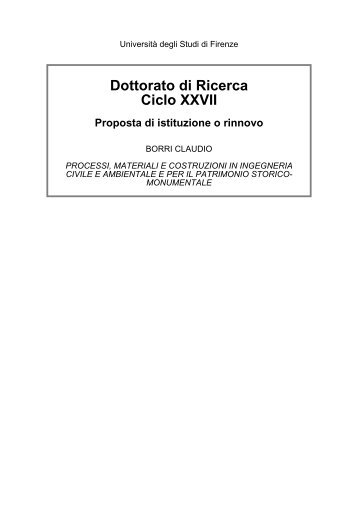 Dottorato di Ricerca Ciclo XXVII - Dipartimento di Ingegneria Civile e ...