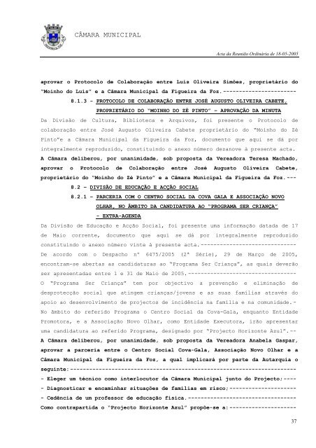 ACTA N.Ã‚Âº 012/2005 REUNIÃƒÂƒO ORDINÃƒÂRIA DE 18-05-2005