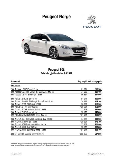 Kundeprislister personbiler april 2012(1) - Peugeot