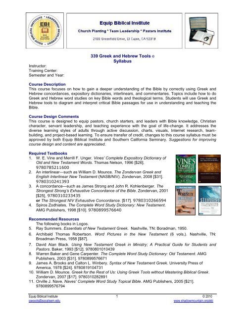 339 Greek And Hebrew Tools Syllabus - Shadow Mountain ...