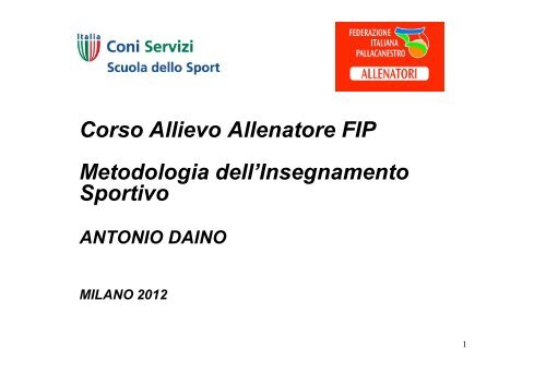 Corso Allievo Allenatore FIP Metodologia dell'Insegnamento Sportivo