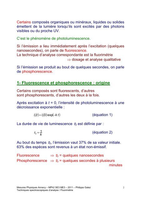 Fluorimétrie - IUT Annecy