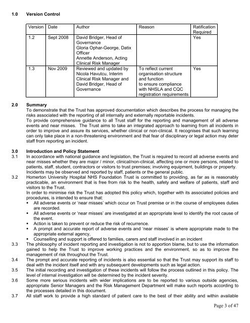 Incident reporting policy - Homerton University Hospital