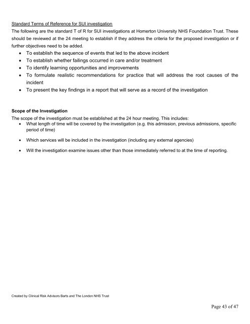 Incident reporting policy - Homerton University Hospital