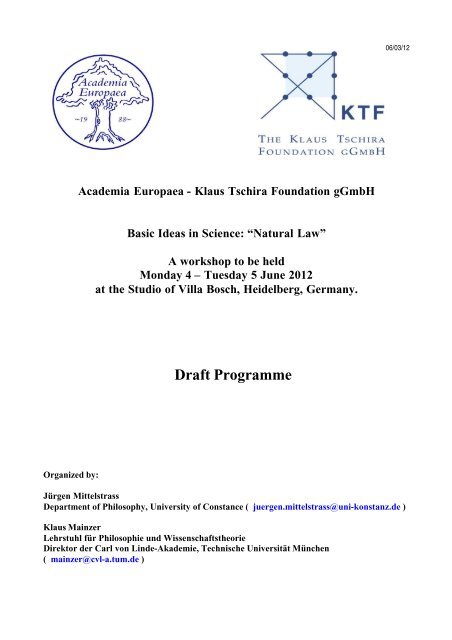 Draft Programme - Academia Europaea