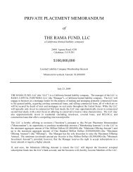 private placement memorandum the rama fund, llc - Rama Capital ...