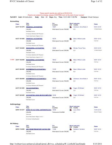 Page 1 of 12 RVCC Schedule of Classes 8/15/2011 http ...