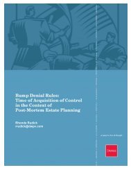 Bump Denial Rules: Time of Acquisition of Control in the Context of ...
