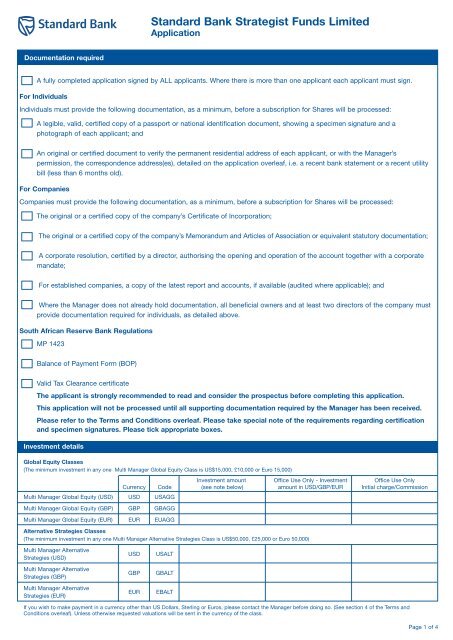 66268 Strat Fund Form Private Clients Standard Bank
