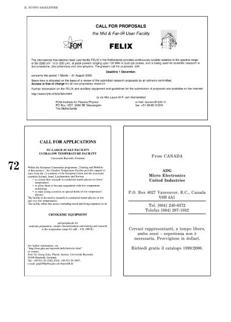 IL NUOVO SAGGIATORE - SocietÃ  Italiana di Fisica - If