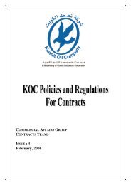 KOC Policies and Regulations for contracts - Kuwait Oil Company