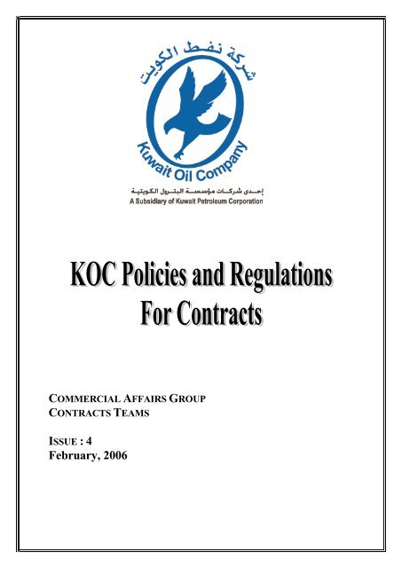 KOC Policies and Regulations for contracts - Kuwait Oil Company