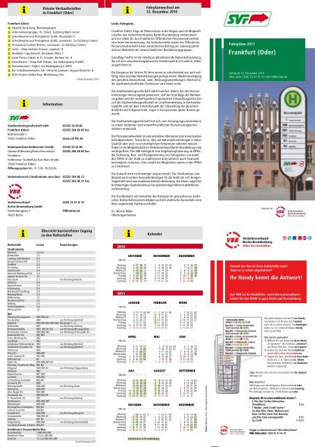 (Oder) Stadtverkehr Liniennetz - bei der Stadtverkehrsgesellschaft ...