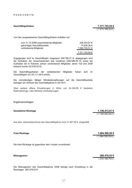 Geschäftsbericht 2008 zum herunterladen. - Gartenstadt Hamburg eG