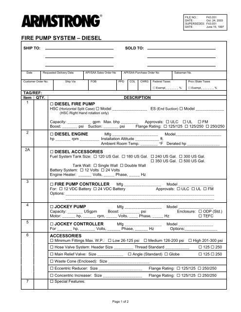 F43.051 Fire Pump System - Diesel - Armstrong Pumps