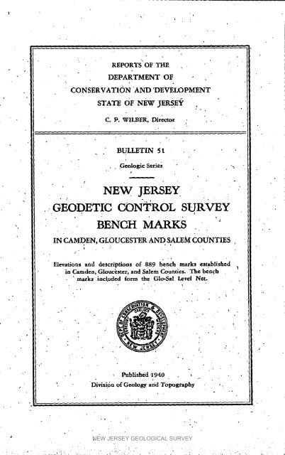 Bulletin 51 New Jersey Geodetic Control Survey Bench Marks In