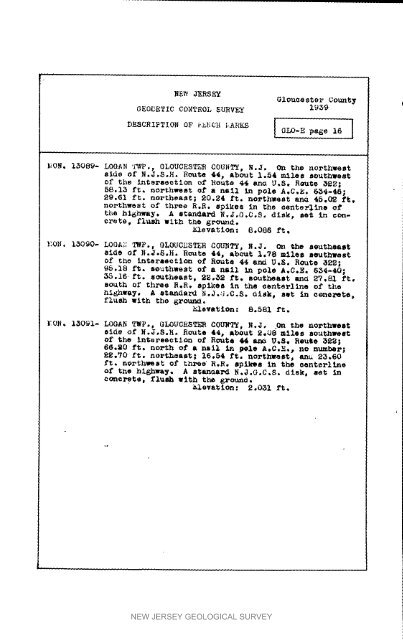 Bulletin 51, New Jersey Geodetic Control Survey Bench Marks in ...