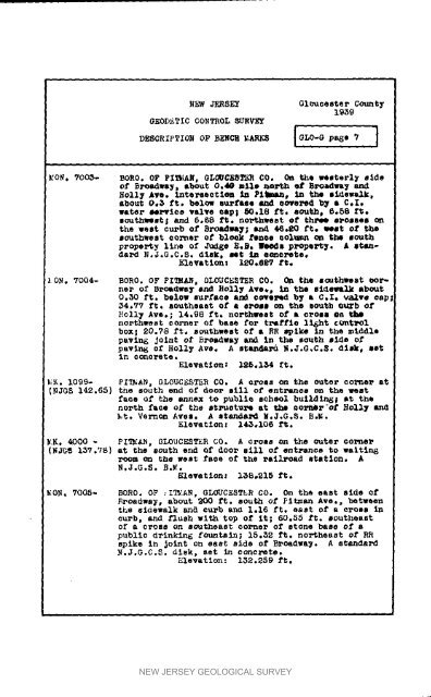 Bulletin 51, New Jersey Geodetic Control Survey Bench Marks in ...