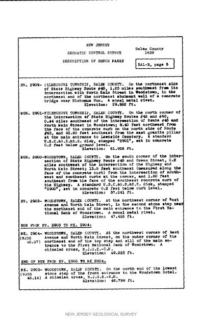 Bulletin 51, New Jersey Geodetic Control Survey Bench Marks in ...