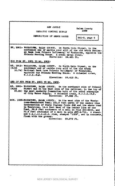 Bulletin 51, New Jersey Geodetic Control Survey Bench Marks in ...