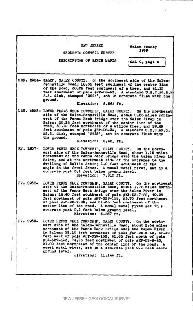 Bulletin 51, New Jersey Geodetic Control Survey Bench Marks in ...