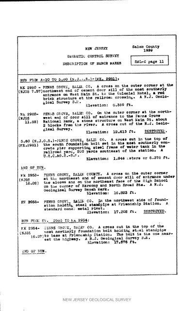 Bulletin 51, New Jersey Geodetic Control Survey Bench Marks in ...