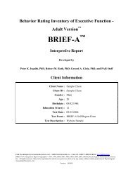 BRIEF-A - Psychological Assessment Resources, Inc.