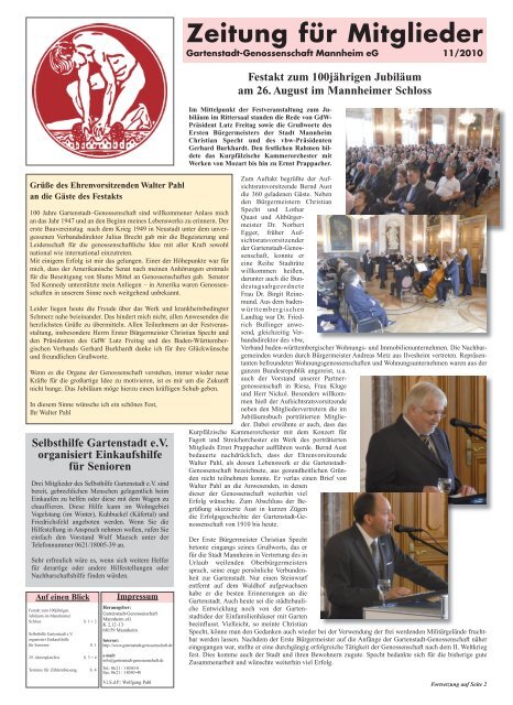 Zeitung Fur Mitglieder Gartenstadt