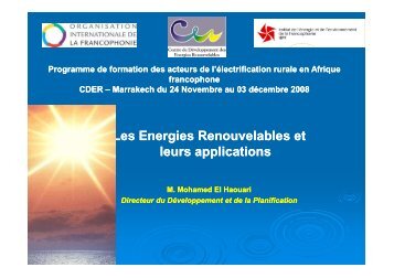 Energies renouvelables et ERD au Maroc - RIAED