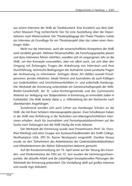 Jahresbericht 2005 - Forschungsstelle für Zeitgeschichte in Hamburg