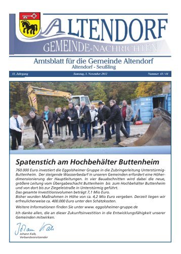 Spatenstich am Hochbehälter Buttenheim - Gemeinde Altendorf