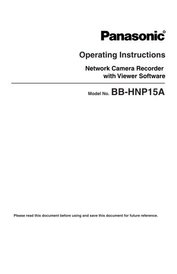 Operating Instructions - Panasonic