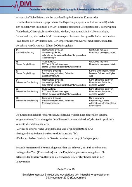 Empfehlungen zur Struktur und Ausstattung von ... - DIVI