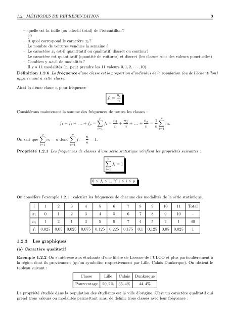 ISCID-CO - PRÃPA 1`ere annÃ©e STATISTIQUES ET ... - LMPA