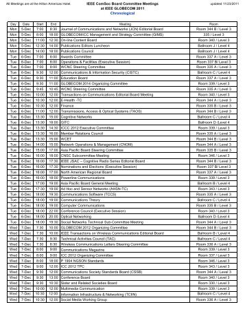 IEEE ComSoc Board Committee Meetings at IEEE GLOBECOM ...