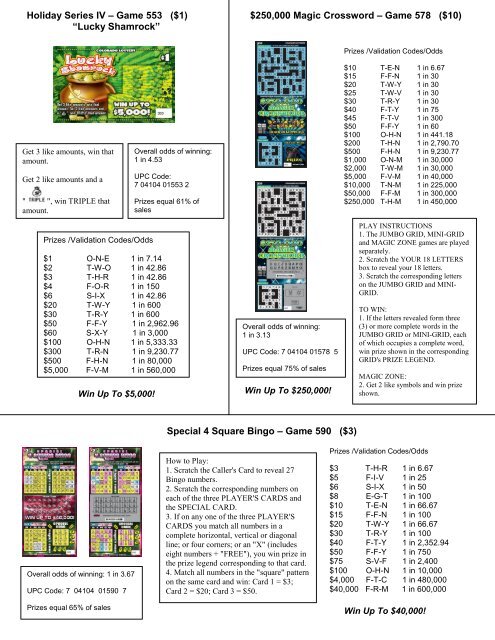 Holiday Series Iv Game 553 Colorado Lottery