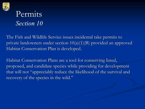 The Endangered Species Act & Section 7 - El Dorado County ...