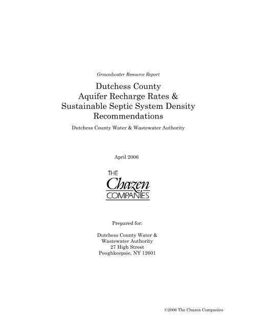 Dutchess County Aquifer Recharge Rates & Sustainable Septic ...