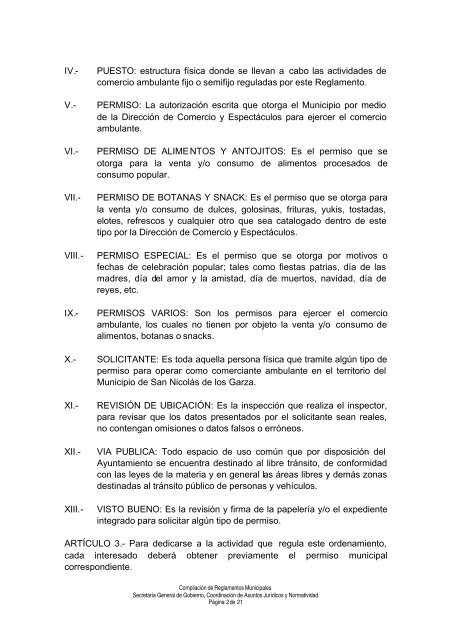 Reglamento del Comercio Ambulante en el Municipio de San Nâ¦