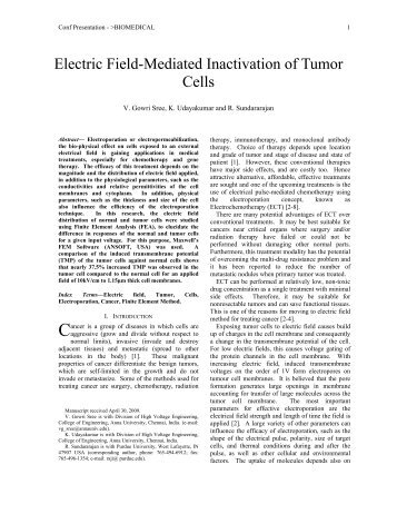 Electric Field-Mediated Inactivation of Tumor Cells - Electrostatic ...